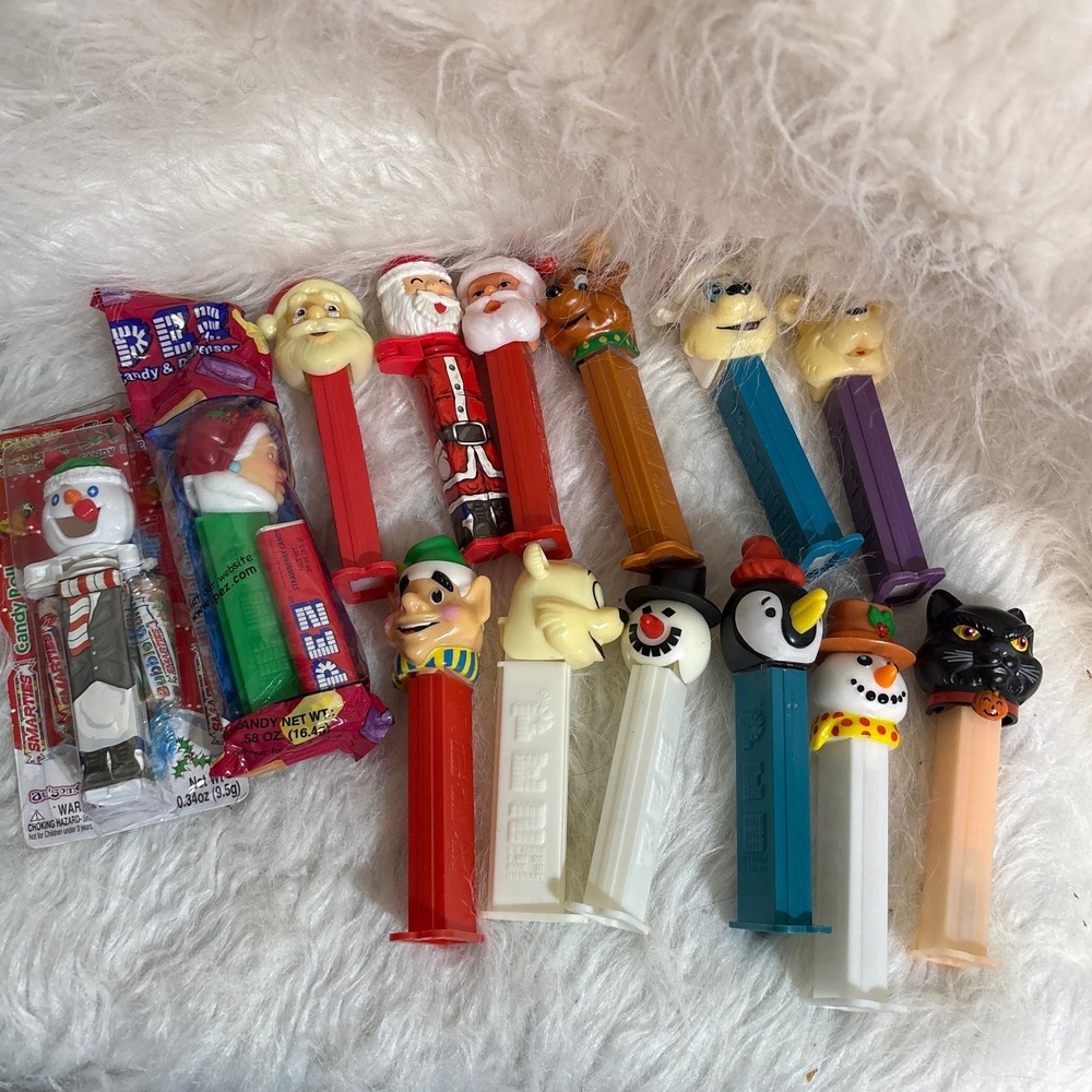 Vintage‎ PEZ Dispensers Lot of 14 Christmas Santa Snowman Halloween Black Cat
